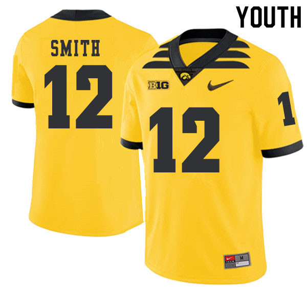 2019 Youth #12 Brandon Smith Iowa Hawkeyes College Football Alternate Jerseys Sale-Gold